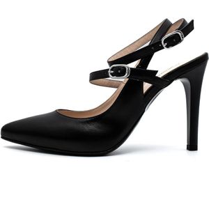 Nerogiardini, Schoenen, Dames, Zwart, 36 EU, Zwarte Leren Dubbele Band Pump