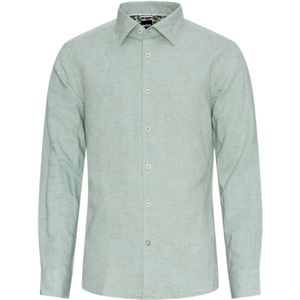 Hugo Boss, Casual Linnen en Katoenen Overhemd Groen Salie Groen, Heren, Maat:5XL