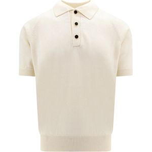 Lardini, Tops, Heren, Wit, 2Xl, Leer, Witte T-shirt met korte mouwen en geëmailleerde knoopsluiting