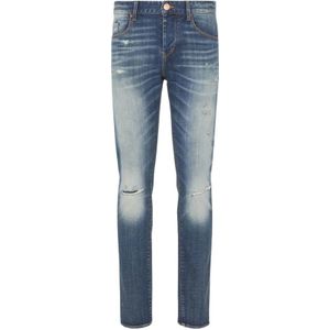 Armani Exchange, Indigo Denim 5 Zak Jeans Blauw, Heren, Maat:W29