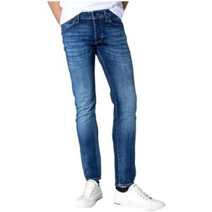 Jack & Jones, Blauwe Heren Jeans met Rits en Knoop Blauw, Heren, Maat:W38 L34