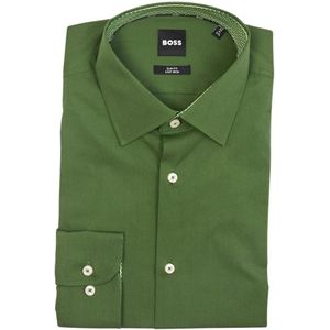 Hugo Boss, Overhemden, Heren, Groen, S, Katoen, Groene Slim Fit Overhemd