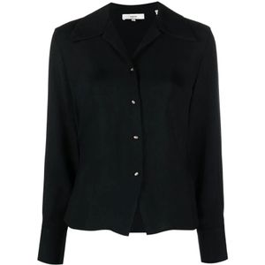 Vince, Zwarte Casual Blouse met Lange Mouwen Zwart, Dames, Maat:S