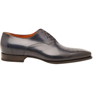 Santoni, Schoenen, Heren, Blauw, 40 EU, Leer, Klassieke Blauwe Leren Schoenen