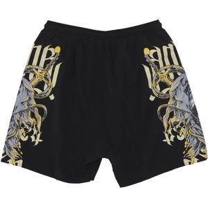 Dolly Noire, Badkleding, Heren, Zwart, XL, Nylon, Zwarte Skull Swimshorts met Mesh