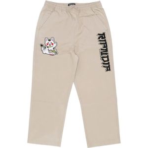 Ripndip, Wijde Pijp Lucky Nerm Broek Khaki Beige, Heren, Maat:L