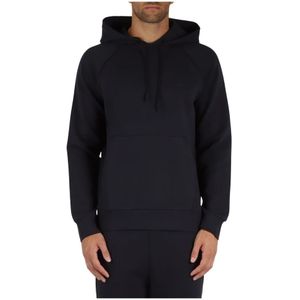 Boss, Sweatshirts & Hoodies, Heren, Blauw, 2Xl, Katoen, Stretch katoenen hoodie met raglanmouwen