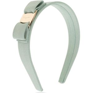 Salvatore Ferragamo, Geribbeld hoofdband Groen, Dames, Maat:ONE Size