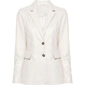 1972 Desa, Marble White Leren Blazer Jas Wit, Dames, Maat:S