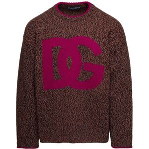 Dolce & Gabbana, Truien, Heren, Rood, L, Wol, Rode Sweaters met DG Logo