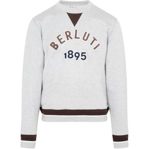 Berluti, Sweatshirts & Hoodies, Heren, Grijs, S, Katoen, Grijze Katoenen Sweatshirt met Mesh Inzet