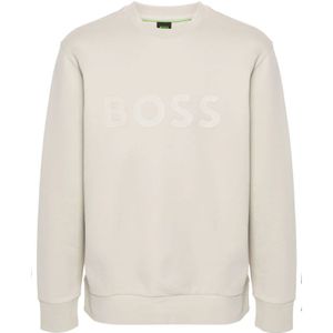 Hugo Boss, Sweatshirts & Hoodies, Heren, Beige, L, Katoen, Beige Katoenen Sweatshirt