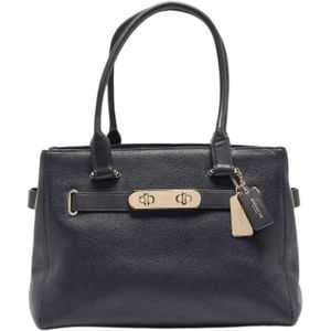 Coach Pre-owned, Pre-owned, Dames, Blauw, ONE Size, Pre-owned Leather totes