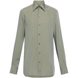Tom Ford, Overhemden, Heren, Groen, 3Xl, Zijden Lyocell Shirt