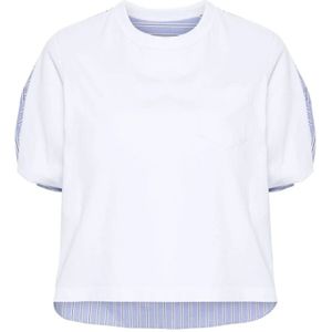 Sacai, T-Shirts Wit, Dames, Maat:L