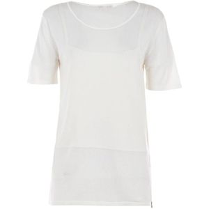 Patrizia Pepe, Tops, Dames, Wit, S, Katoen, Dames T-shirt, Korte Mouw, Wit