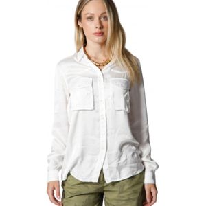 Mason's, Blouses & Shirts, Dames, Wit, XL, Viscose Shirt met Borstzakken - Safariwest Visb 44 161