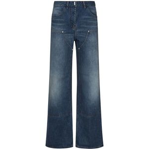 Givenchy, Oversized Blauwe Denim Jeans Blauw, Dames, Maat:W27