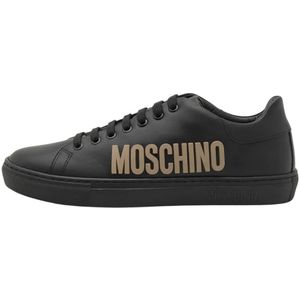 Moschino, Schoenen, Heren, Zwart, 41 EU, Lage Zwarte Tan Sneakers