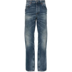 Saint Laurent, Jeans, Heren, Blauw, W30, Denim, Donkere Baggy Slim-fit Jeans