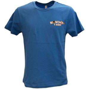 Moschino, Tops, Heren, Blauw, M, Katoen, Casual Katoenen T-Shirt