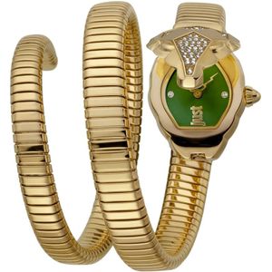 Just Cavalli, Accessoires, Dames, Geel, ONE Size, Gouden Afwerking Roestvrijstalen Horloge