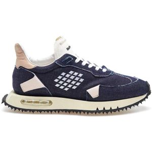 Be Positive, Denim Space Race Wing Sneakers Navy/Pink Veelkleurig, Dames, Maat:39 EU