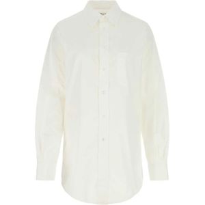 Maison Margiela, Blouses & Shirts, Dames, Wit, 3Xs, Katoen, Tijdloze witte poplin overhemd