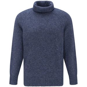 Brunello Cucinelli, Blauwe Trui met Lange Mouwen Blauw, Heren, Maat:M