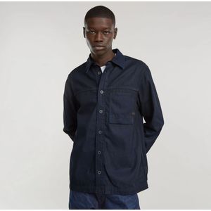 G-star, Overhemden, Heren, Blauw, XL, Denim, Eén Zak Regular Fit Denim Overhemd