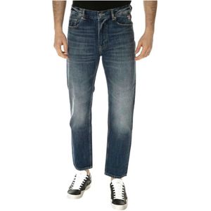Roy Roger's, Jeans, Heren, Blauw, W33, Katoen, Denim Mom Jeans 100% Katoen Italië