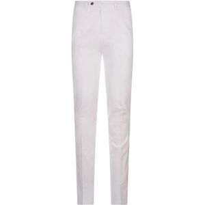 PT Torino, Witte Tapered Broek Stretch Katoen Wit, Heren, Maat:L