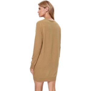 Liu Jo, Kleedjes, Dames, Beige, XS, Logo Gebreide Jurk