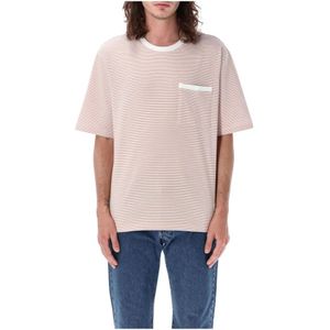 Thom Browne, Tops, Heren, Veelkleurig, L, Katoen, Oversized Gestreept Zak T-Shirt Oranje