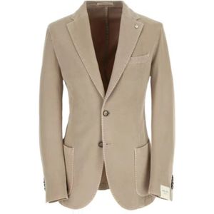 L.b.m. 1911, Heren Katoen en Kasjmier Blazer Beige, Heren, Maat:M