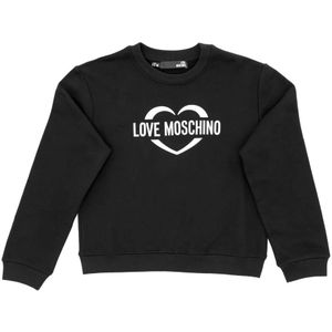 Love Moschino, Sweatshirts & Hoodies, Dames, Zwart, XS, Katoen, Zwarte Katoenen Sweatshirt