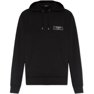 Balmain, Sweatshirts & Hoodies, Heren, Zwart, S, Katoen, Oversized hoodie