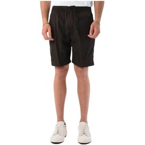 PT Torino, Korte broeken, Heren, Bruin, S, Wol, Wollen Bermuda Shorts met Elastische Taille