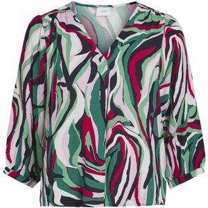 Vila, V-hals Lange Mouw Blouse Groen, Dames, Maat:L