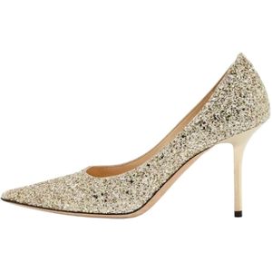 Jimmy Choo Pre-owned, Pre-owned, Dames, Geel, 37 EU, Pre-owned Fabric heels