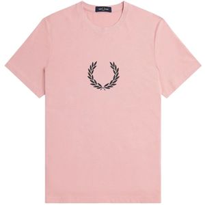 Fred Perry, Tops, Heren, Roze, 2Xl, Katoen, Laurel Wreath Pink Chalk T-shirt