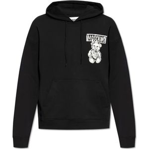 Moschino, Sweatshirts & Hoodies, Heren, Zwart, M, Katoen, Sweatshirt met print