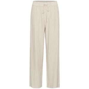 Kaffe, Broeken, Dames, Beige, S, Linnen, Wijde Gestreepte Broek