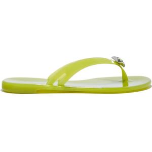 Casadei, Kristal Solitaire Jelly Flip Flops Geel, Dames, Maat:36 EU