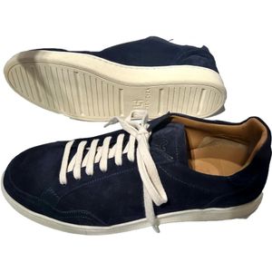 Elia Maurizi, Schoenen, Heren, Blauw, 42 EU, Leer, Blauwe Velor Sneakers