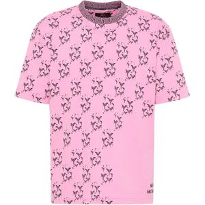 Carlo Colucci, Tops, Heren, Roze, L, Gebreide Snijverhaal T-Shirt
