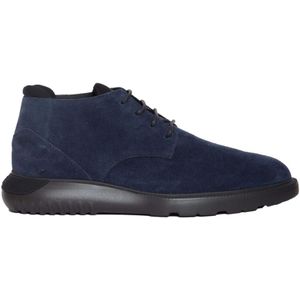 Hogan, Schoenen, Heren, Blauw, 40 EU, Leer, Trendy Blauwe Leren Enkellaarzen voor Heren