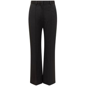 Lanvin, Cropped Flared Broek Zwart, Dames, Maat:M