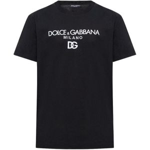 Dolce & Gabbana, Tops, Heren, Zwart, 3Xl, Katoen, T-shirt met logo