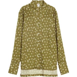 Ines De La Fressange Paris, Blouses & Shirts, Dames, Groen, 2Xs, Katoen, Lucky khaki overhemd met exclusieve print